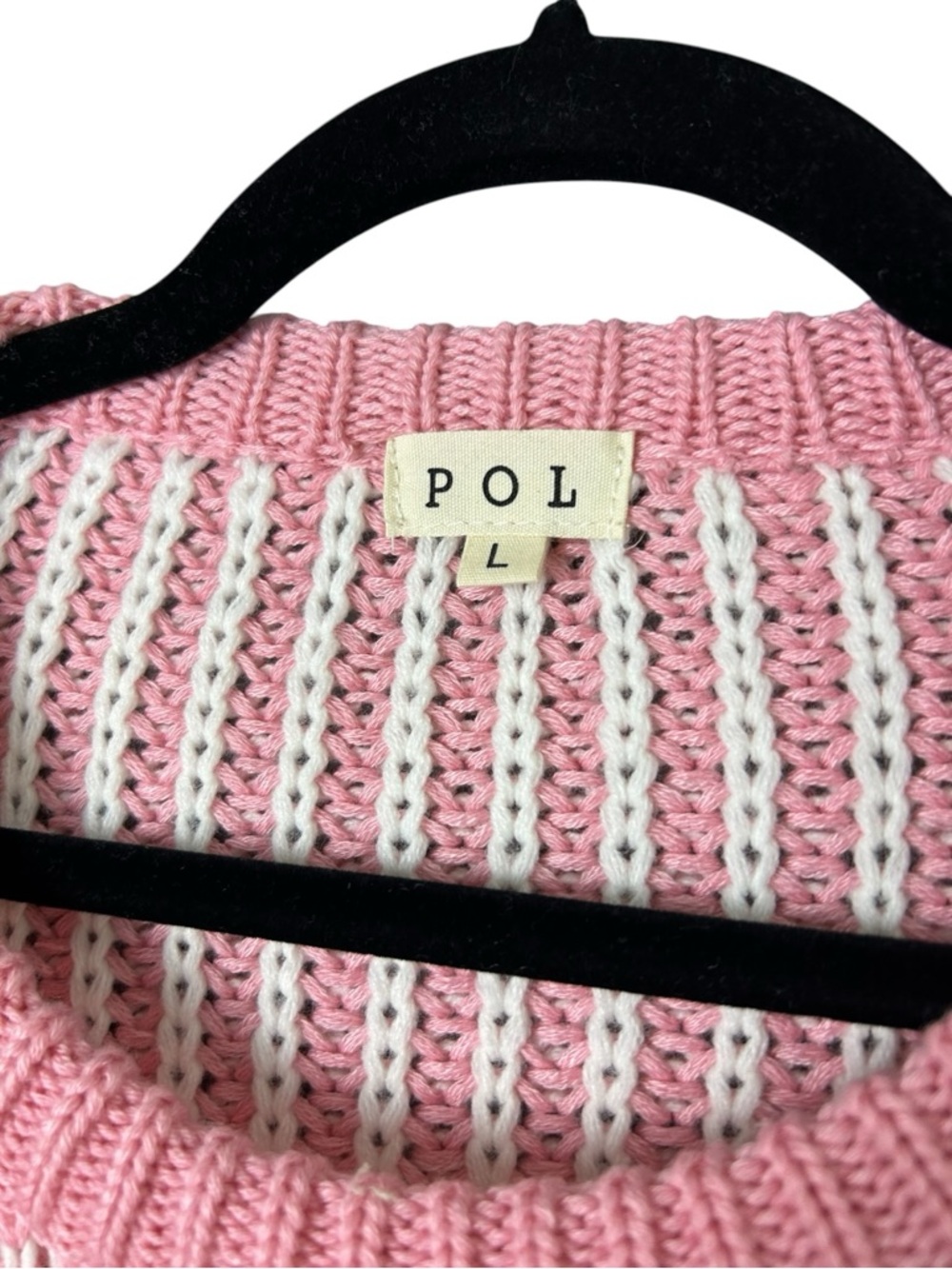 POL Pink Chunky Heart Crewneck Sweater Oversized Large - Picture 2 of 7